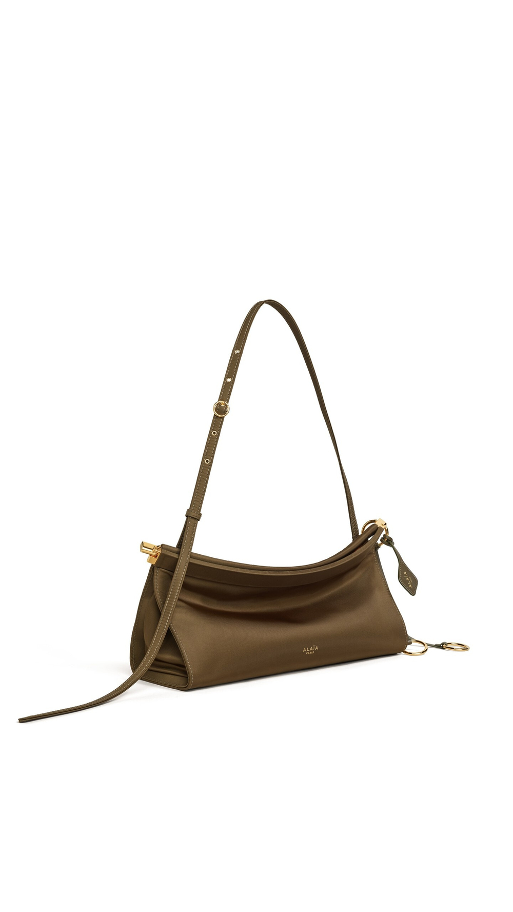 ALAÏA СУМКА LE CLICK EAST WEST ИЗ НЕЙЛОНА, ХАКИ