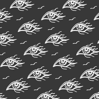 Black and white fabric print Mystical magic eyes