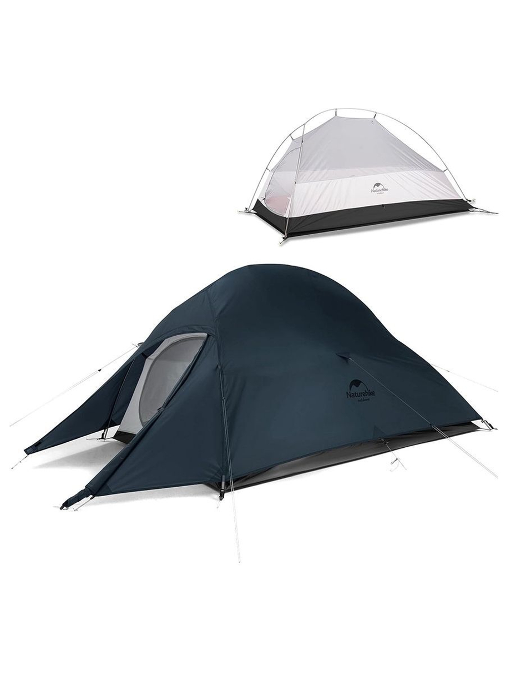 Палатка туристическая Naturehike Сloud Up 1 NH18T010-T 20D одноместная сверхлегкая с ковриком, синяя, 6927595783276