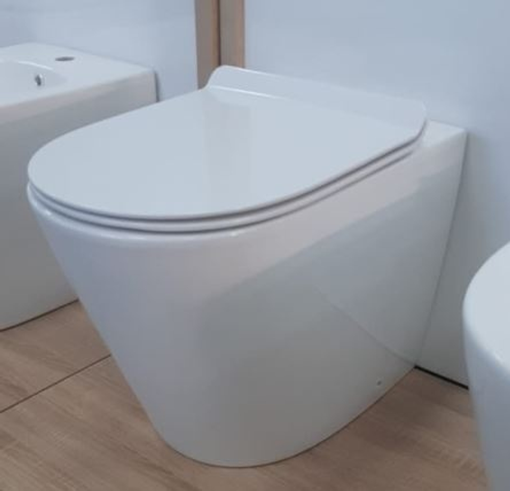 Cefalu F Унитаз с сидением (Soft Close-SLIMSEAT) напольный приставной с Rimless (402103)
