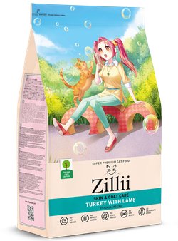 Сухой корм ZILLII для кошек, здоровье кожи и шерсти с индейкой и ягненком - 10 кг
