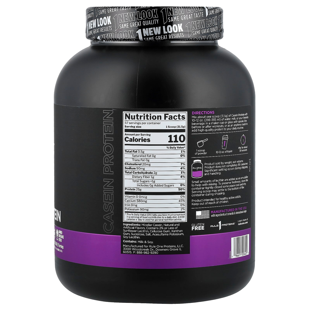 Rule One Proteins, казеиновый протеин, со вкусом ванильного крема, 1,8 кг (3,96 фунта)