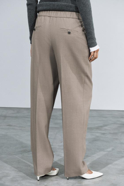 ZARA БРЮКИ ИЗ ШЕРСТИ — ZW COLLECTION, СВЕТЛО-СЕРЫЙ