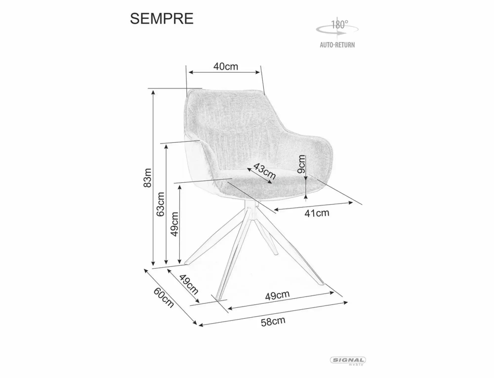 Стул SIGNAL SEMPRE Brego 77/Buffalo 10 оливковый/оливковый/черный, поворотный