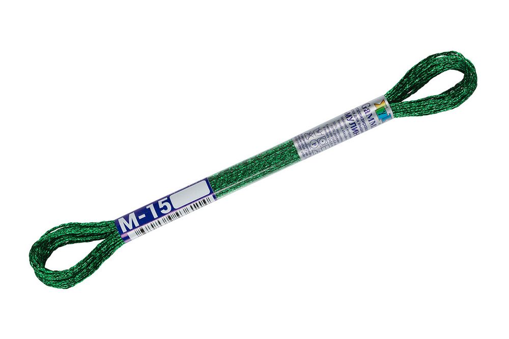 Мулине Gamma металлик, цв.М-15 зеленый, 12 мотков по 8 метров