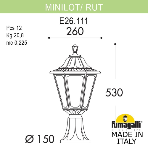 Ландшафтный светильник Fumagalli RUT E26.111.000.BYF1R