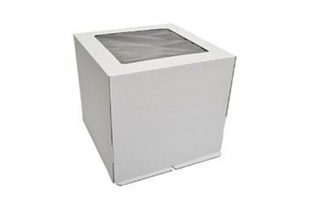Коробка усиленная для торта гофрокартон с окном 35х35х35 см