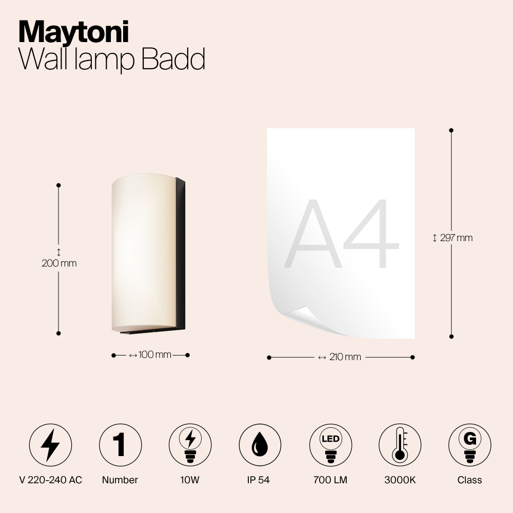 Уличный настенный светодиодный светильник Maytoni Badd O454WL-L10GF3K1