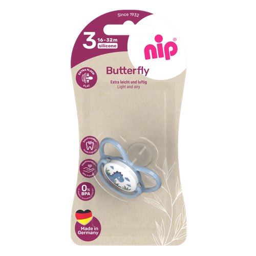NIP Соска пустышка, силикон, размер 3 "Butterfly" Дино (16-32 мес) 1 шт