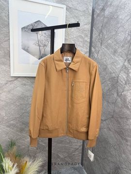 Куртка кожаная песочная от Hermès BP5-402781