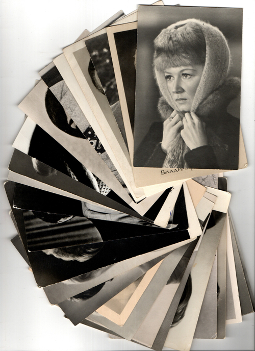 №14 Открытки Артисты и актёры СССР 1960–1970-е г. 25 штук. Чёрно-белые, чистые, без повторов
