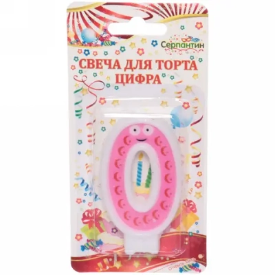 Свеча для торта Цифра Весёлый затейник «0» 6 см