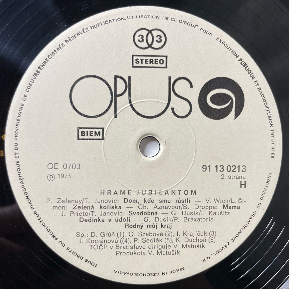 Винтажная виниловая пластинка LP Сборник Hrame Jubilantom (Чехословакия 1973)