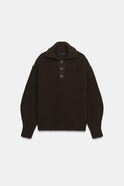 ZARA ТРИКОТАЖНЫЙ СВИТЕР ПОЛО, КОРИЧНЕВЫЙ