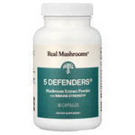 Real Mushrooms, 5 Defenders®, порошок с экстрактом грибов, 90 капсул