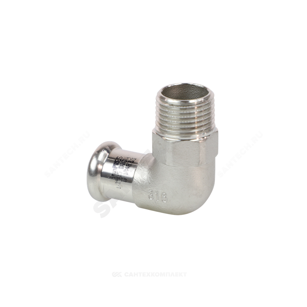 Угольник сталь нерж AISI 316L 90гр Дн 22х3/4" Ру16 пресс/НР Inoxpres RM 197304022