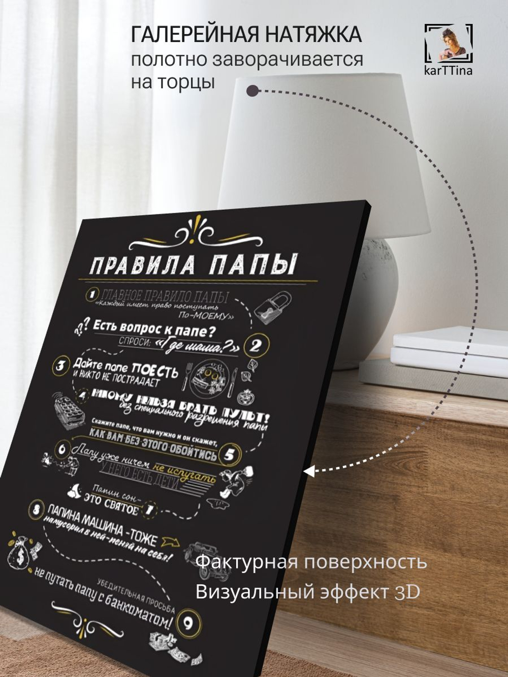 Картина Правила папы модульная 50x70см 1шт.