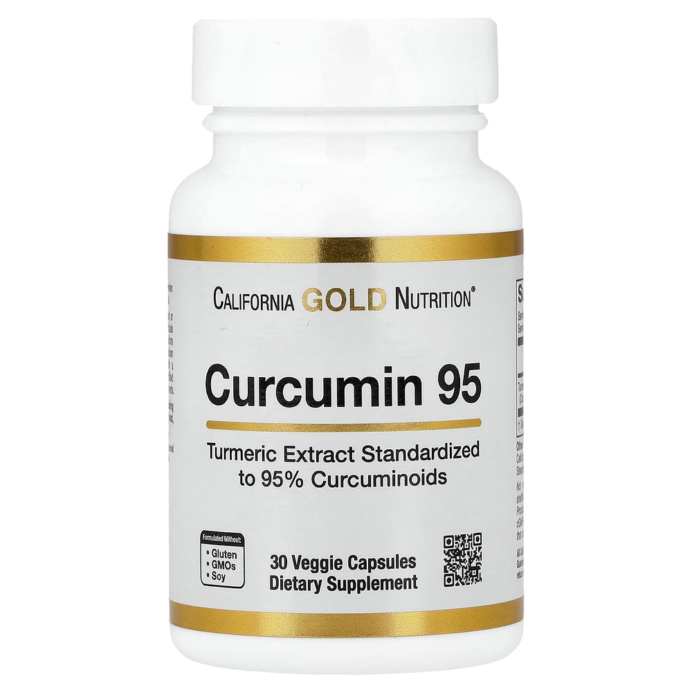 California Gold Nutrition, куркумин 95, 30 растительных капсул (500 мг в 1 капсуле)