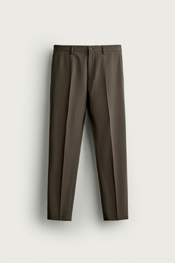 ZARA КОСТЮМНЫЕ БРЮКИ COMFORT, ШОКОЛАДНЫЙ