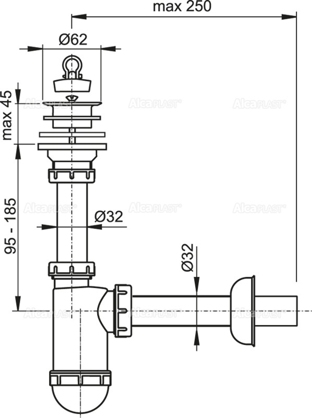 Сифон для умывальника AlcaPlast A421