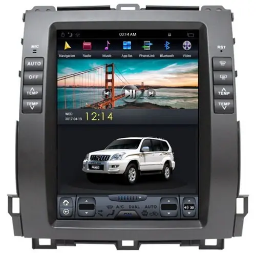 Магнитола для Toyota Land Cruiser Prado 120, Lexus GX470 (экран климата внизу) - Kuberg ZF-1116L-Q6 вертикальный экран в стиле "Тесла" на Android 11, CarPlay, 4G SIM-слот