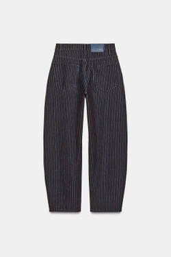 ZARA ДЖИНСЫ Z1975 BARREL С ВЫСОКОЙ ПОСАДКОЙ И БАРХАТНЫМИ ПОЛОСКАМИ, ПОЛОСКИ