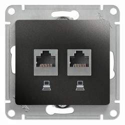 GLOSSA РОЗЕТКА двойная компьютерная RJ45+RJ45 кат. 5e, механизм, АНТРАЦИТ