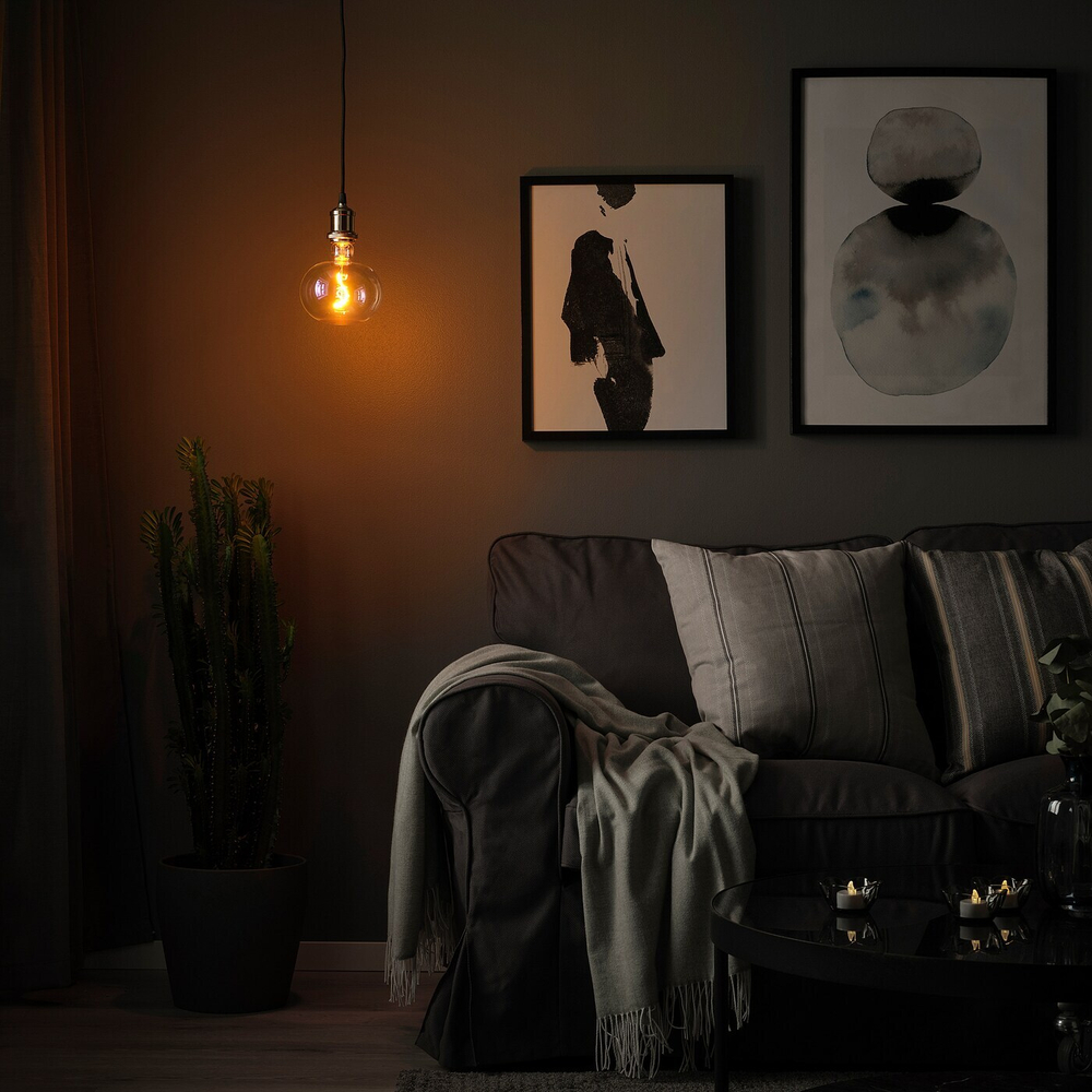 IKEA JÄLLBY  (ИКЕА ЙÄЛЛБЙ)  -  / MOLNART Подвесной светильник с лампой, никель/эллипс разноцветный