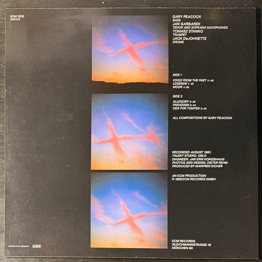Gary Peacock ‎– Voice From The Past - Paradigm (Германия 1982г.) ECM
