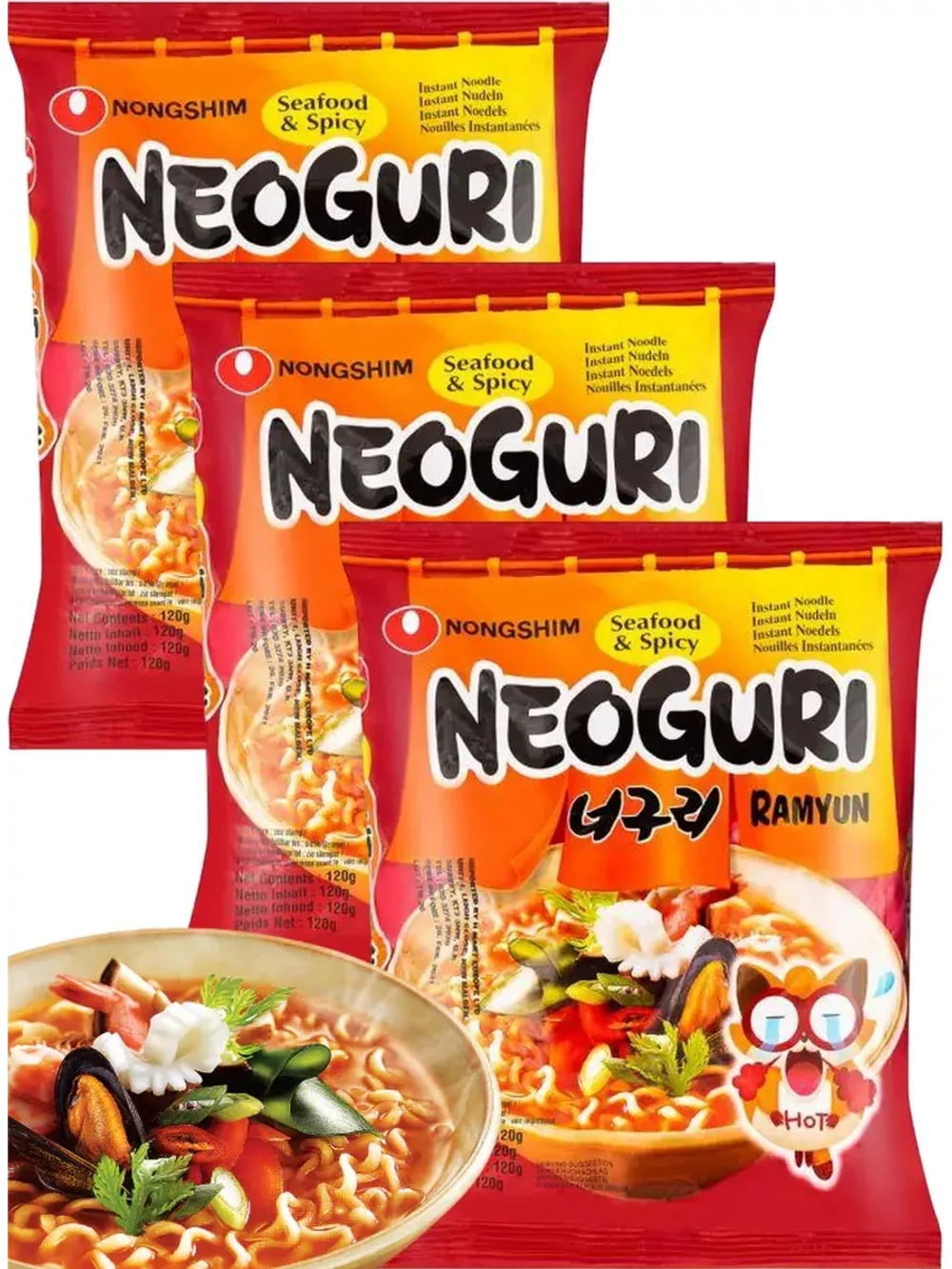 Лапша Neoguri со вкусом морепродуктов острая 120 г * 3 шт