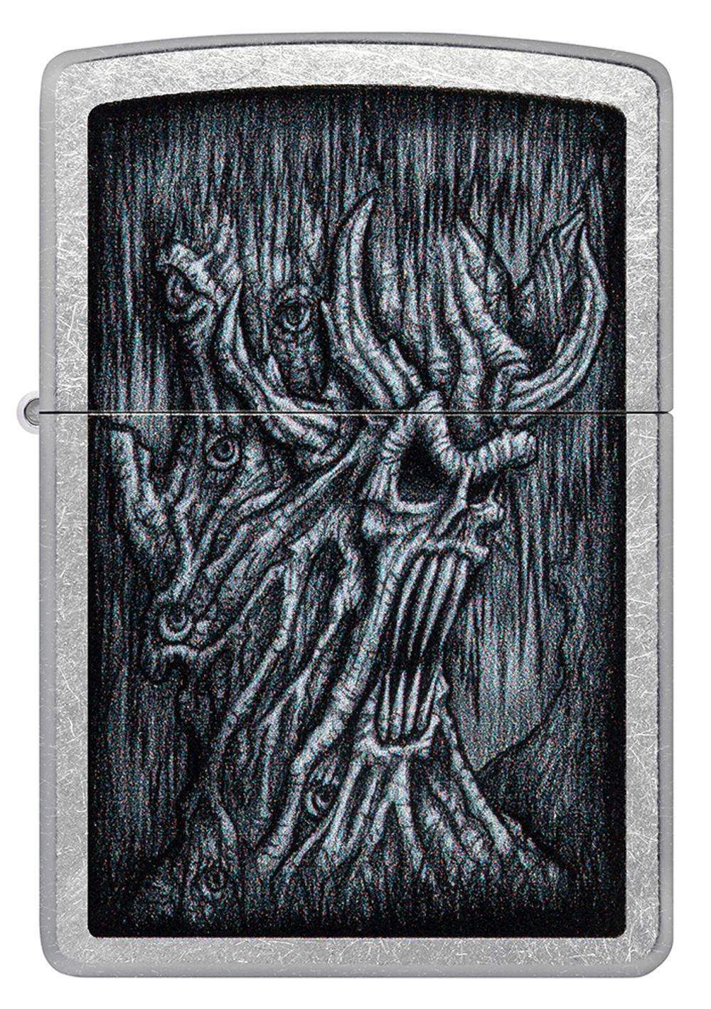 Зажигалка Zippo Evil Tree с покрытием Street Chrome, латунь/сталь, серебристая, 38x13x57 мм