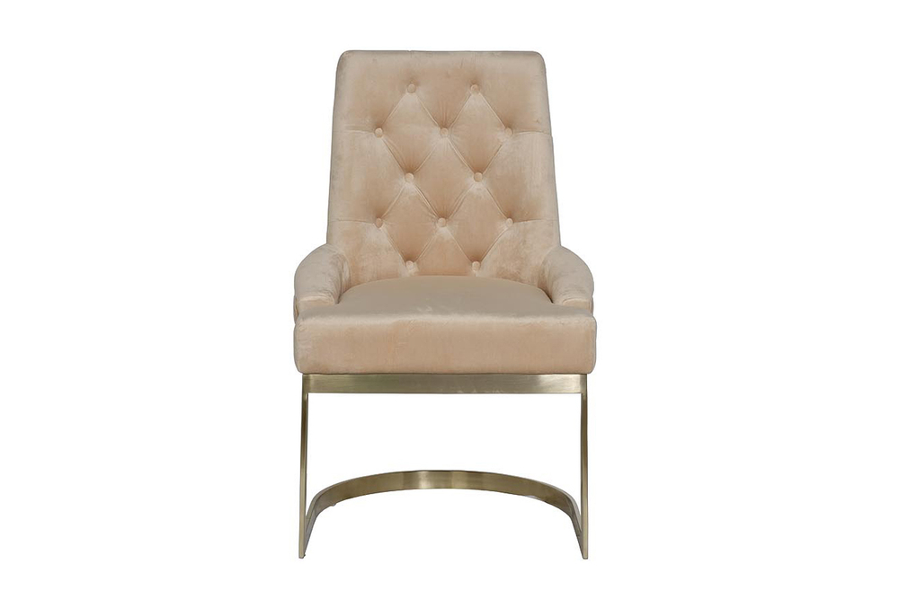 Стул велюровый Garda Decor бежевый - матовое золото 76AR-6210GOLD-BG