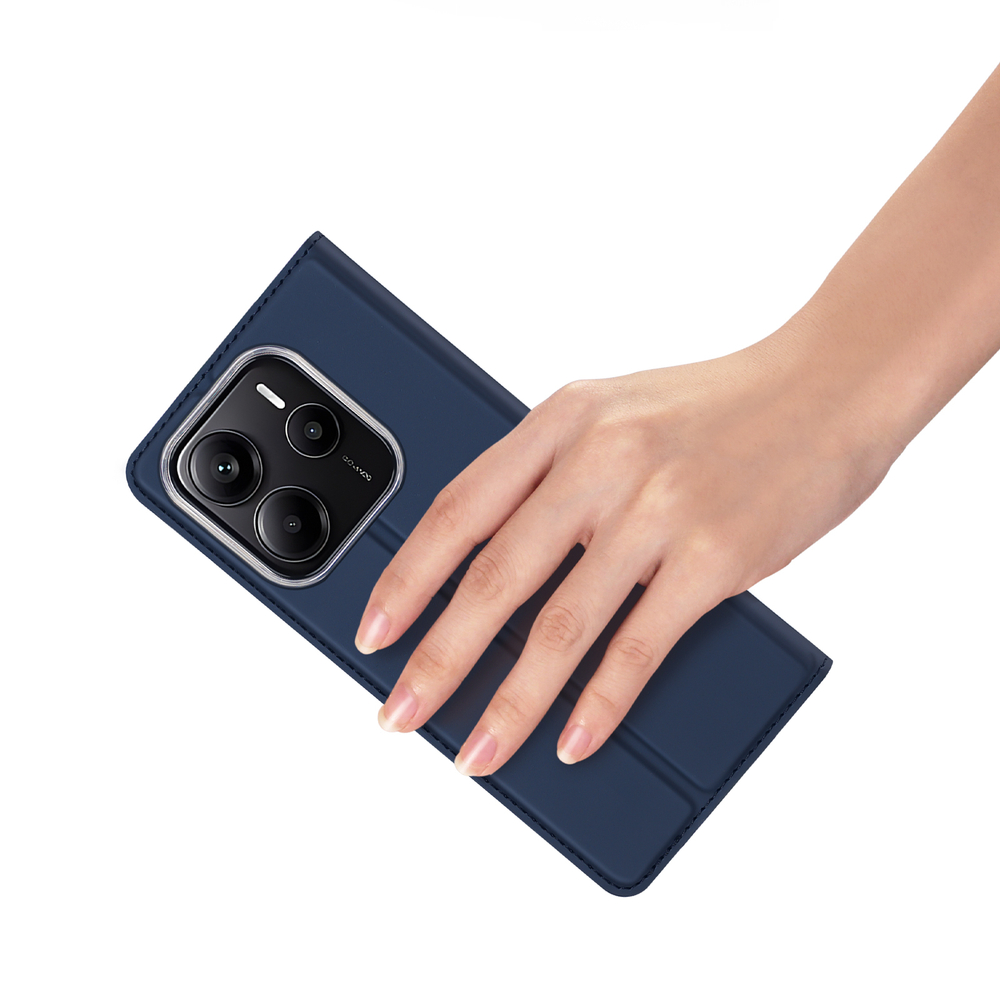 Чехол книжка из PU кожи синего цвета от Dux Ducis для смартфона Xiaomi Redmi Note 14 5G, серия Skin Pro Series Case