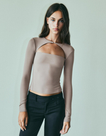 Женский лонгслив с вырезами - BERSHKA