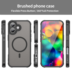 Полупрозрачный матовый чехол с MagSafe для iPhone 17, боковые рамки черного цвета