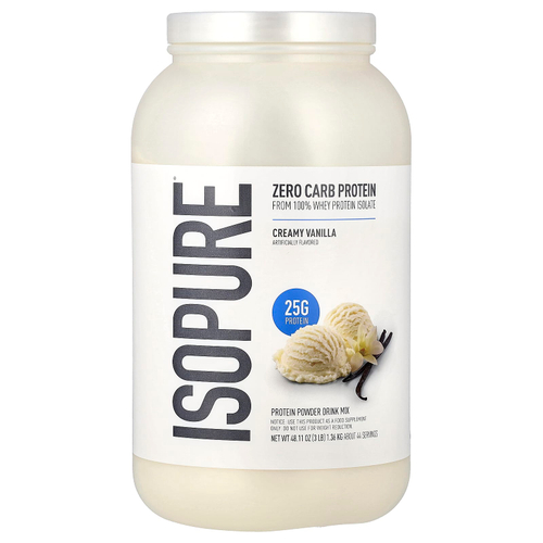 Isopure, протеиновый порошок с нулевым содержанием углеводов, со вкусом сливочной ванили, 1,36 кг (3 фунта)
