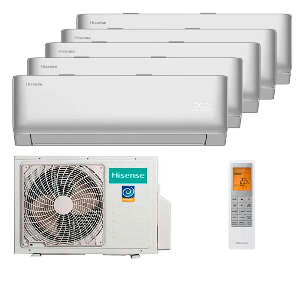 Мульти сплит-система Hisense на 5 комнаты (25+25+25+25+25 кв.м.) VIBE PRO SILVER
