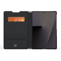 Чехол с покрытием под кожу синего цвета для Samsung Galaxy Z Fold 8, серия Fort Series от Dux Ducis