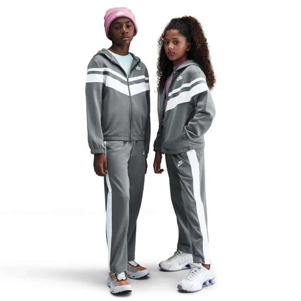 Детский теннисный костюм Nike Kids Sportswear Dri-Fit Hooded - smoke grey/white/white