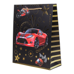 Пакет подарочный "Supercars"26*32*10см, тисн.золот, ручки-шнурок,4 диз.микс