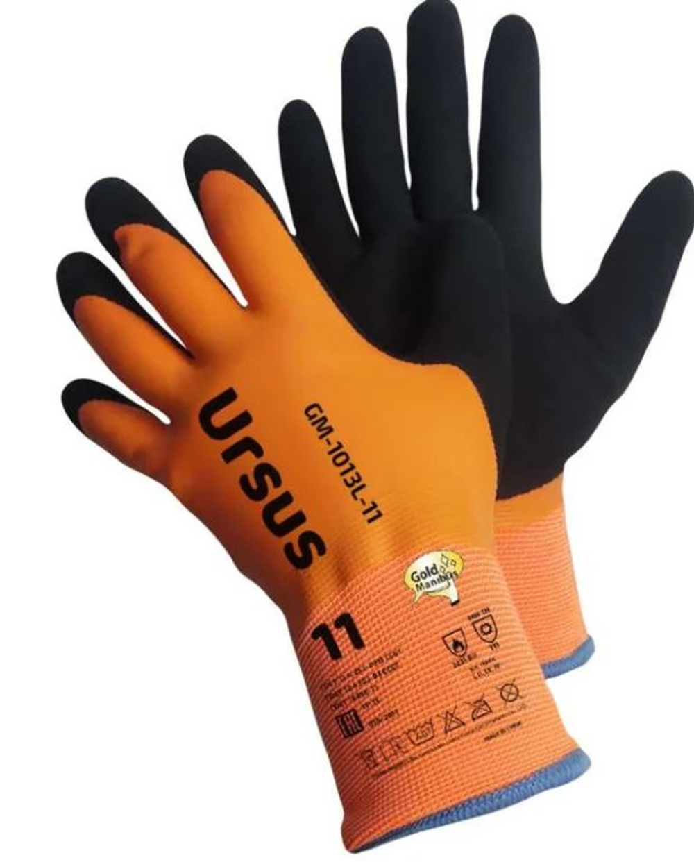 Теплые зимние перчатки Ursus из акрила 7G оранжевый цвет с Ultra/Microfoam покрытием р.11 (XXL)