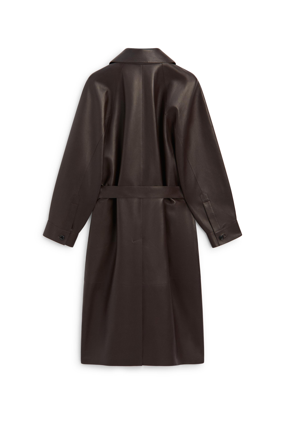 Massimo Dutti Длинный тренч из кожи наппа - Limited Edition, шоколадно-ричневый