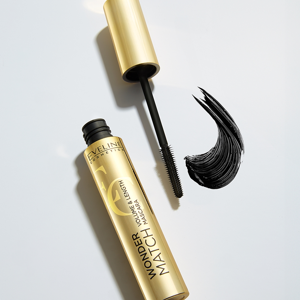 Eveline Cosmetics Wonder Match - Тушь для ресниц, увеличивающая объем и утолщающая оттенок Black, 7 ml