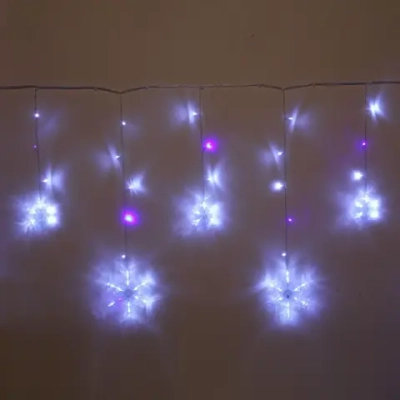 Гирлянда для дома БАХРОМА «Снежинка» ш2,5 м* в0,6/0,9м 130 ламп LED, IP-20, Белый, синий мерцает (возможность соединения)