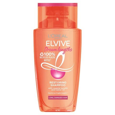 L'Oral Шампунь Elvital Dream Length, мини формат, для поврежденных волос с кератином и касторовым маслом, 90 мл (Франция)