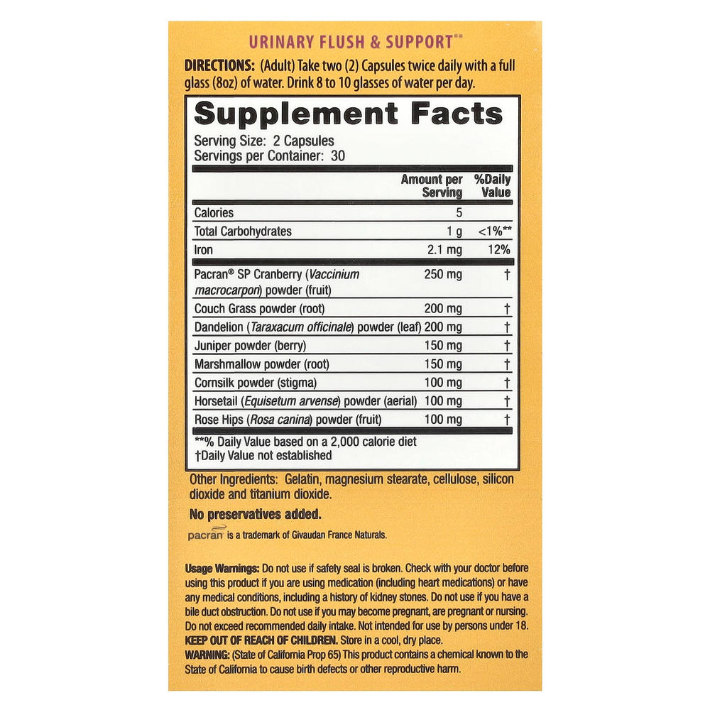 Nature's Secret, Urinary Flush & Support® с клюквой, 60 капсул