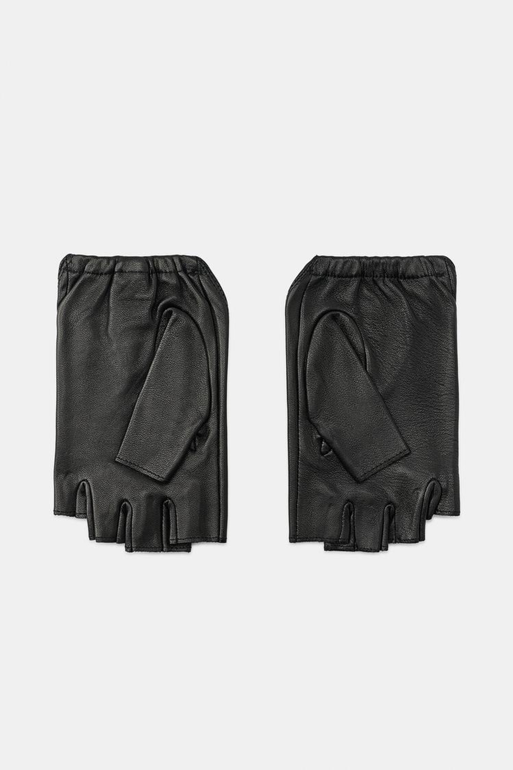 ZARA КОЖАНЫЕ МИТЕНКИ С КОЛЬЦОМ И ЧАСАМИ, ЧЕРНЫЙ