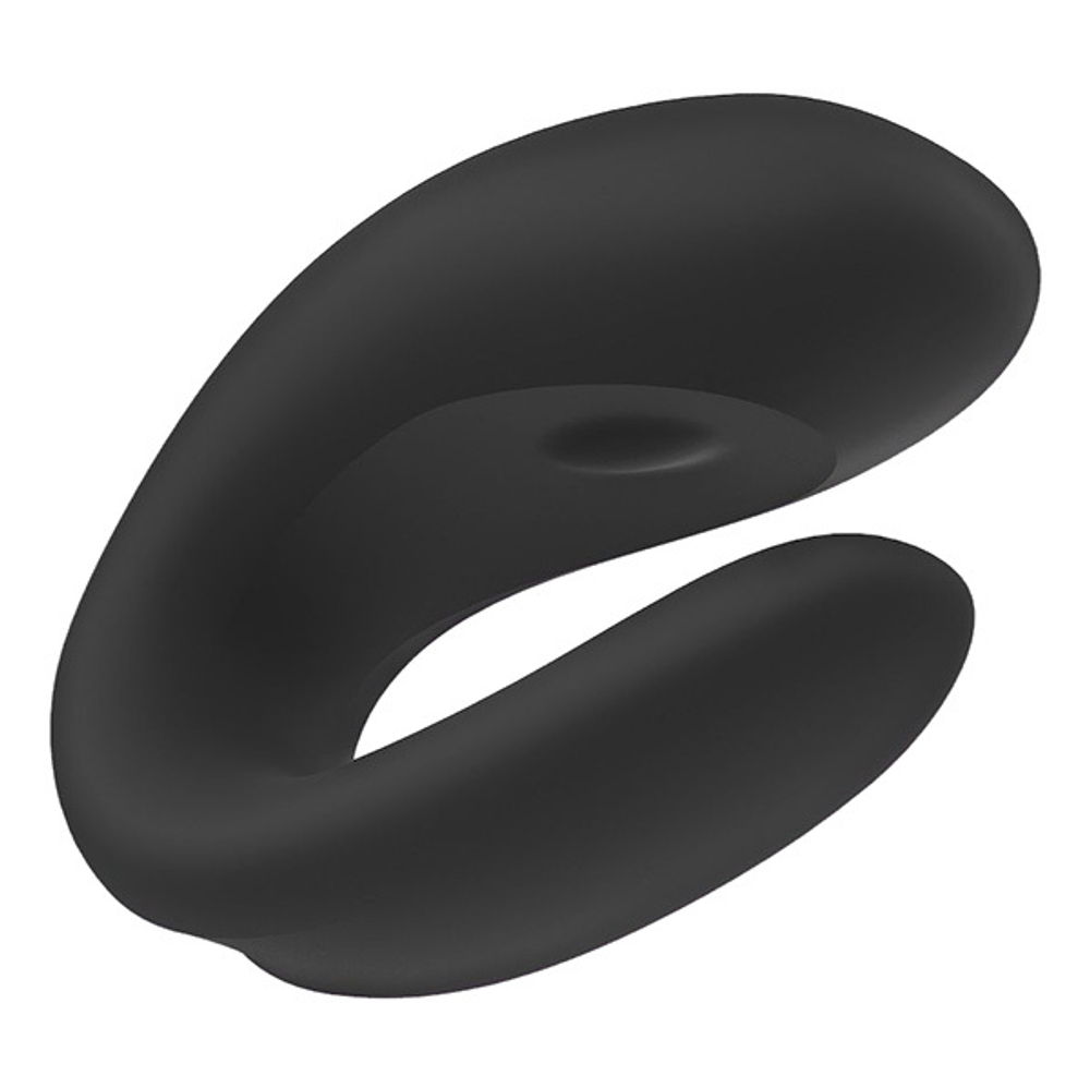 Черный вибратор 9см для пар с управлением через приложение Satisfyer Double Joy