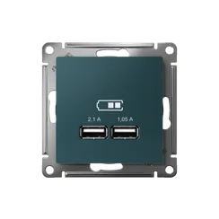 Розетка с USB A+A Systeme Electric AtlasDesign Изумруд ATN000833