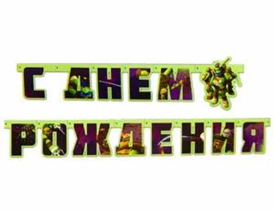 Гирлянда-буквы "С Днем Рождения" Черепашки-Ниндзя, 206см